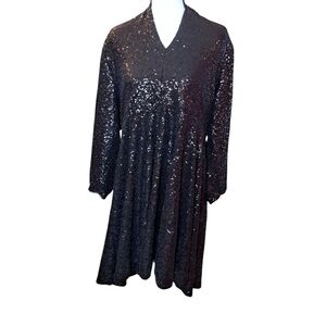Torrid 3 Black solid stretch Sequin Dress formal open back